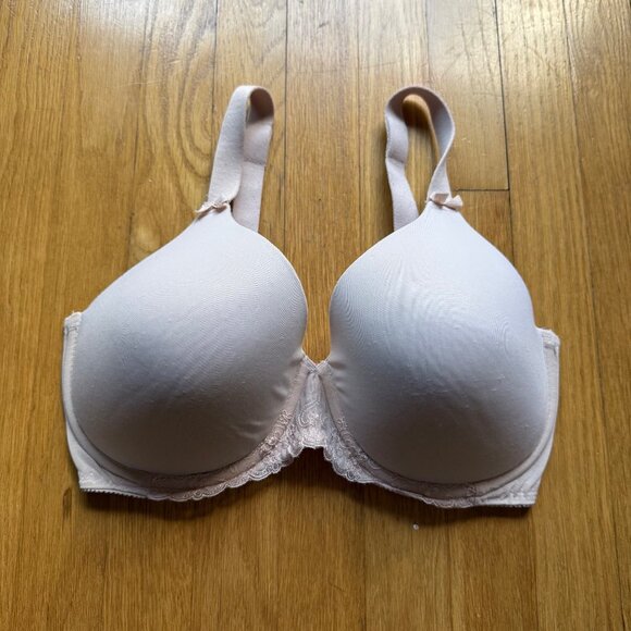 Olga Size 36DD Beige Butterscotch Lavish Lift Lace Trim Padded Underwire Bra - Picture 3 of 15